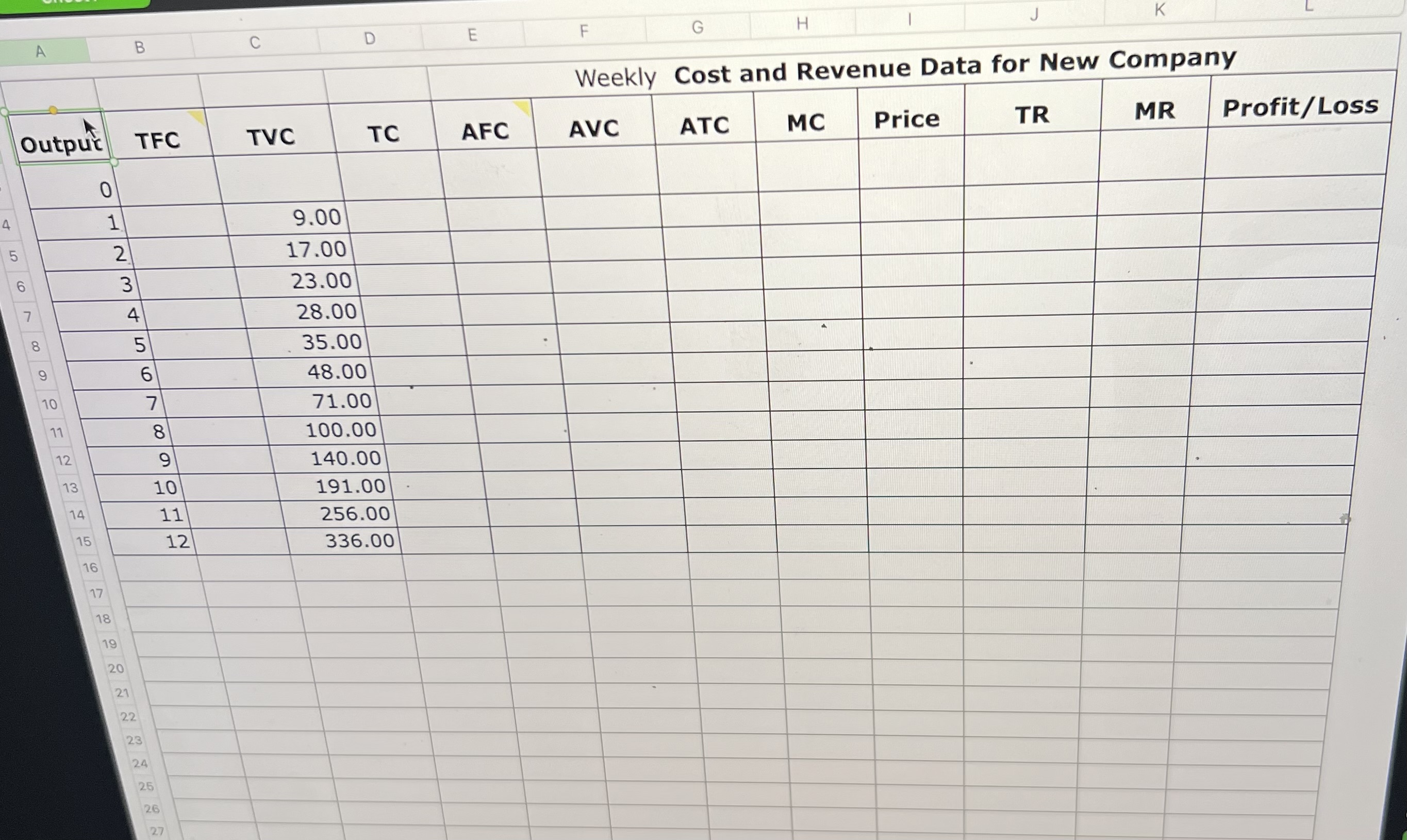 Final Project Part 2:EXCEL TABLE AND RELATED QUESTIONSInstructionsCut and Paste your EXCEL