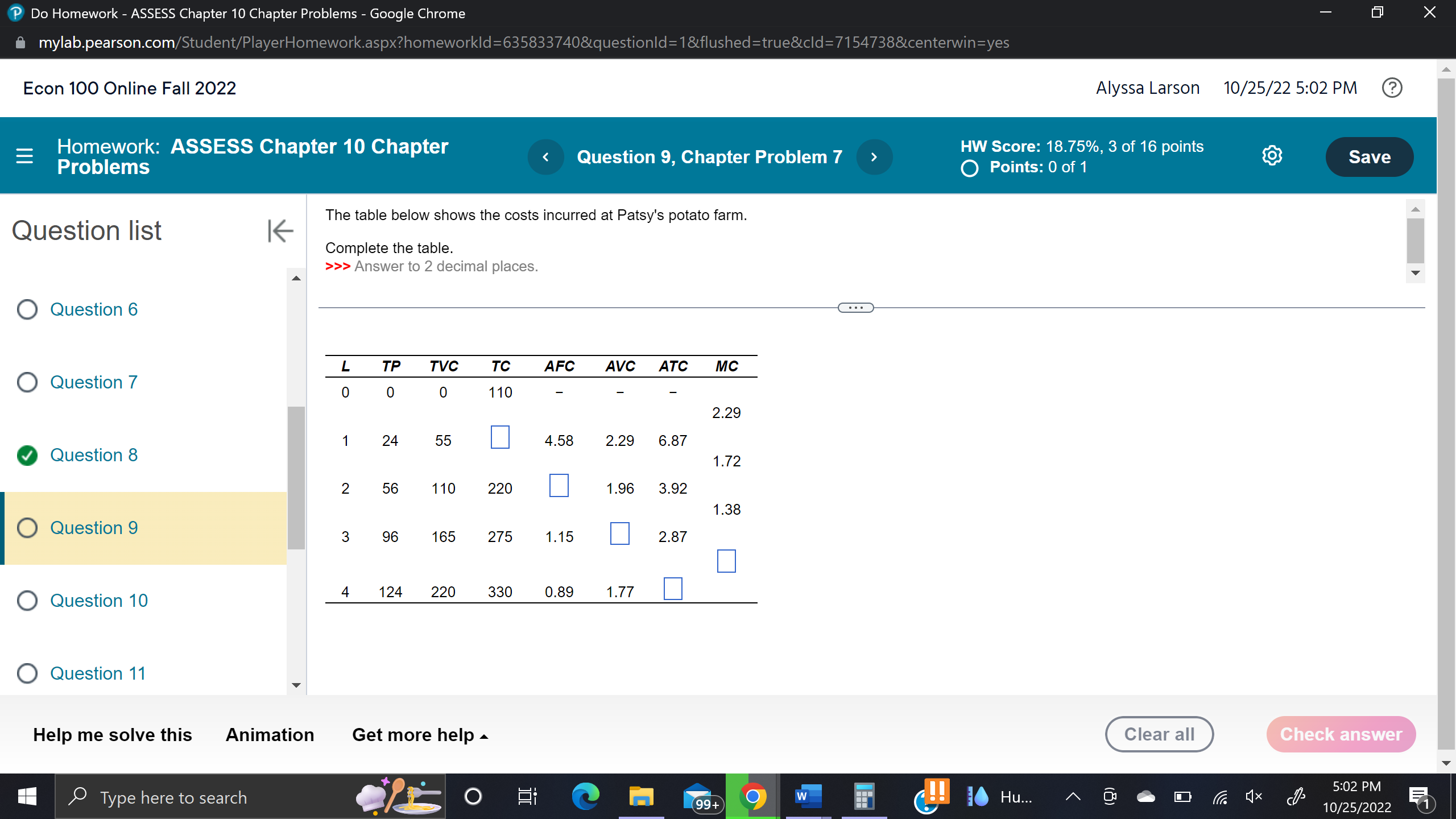  Do Homework - ASSESS Chapter 10 Chapter Problems - Google Chrome