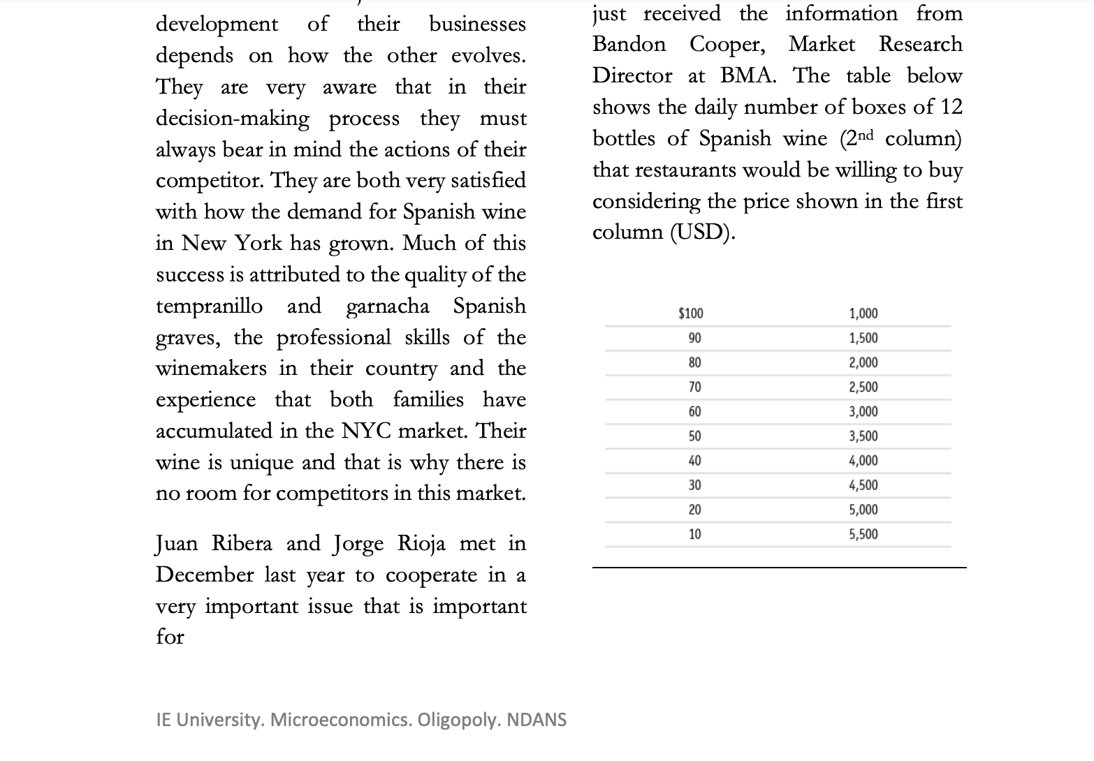sequence of decisions made by these two families. the Riojas and the