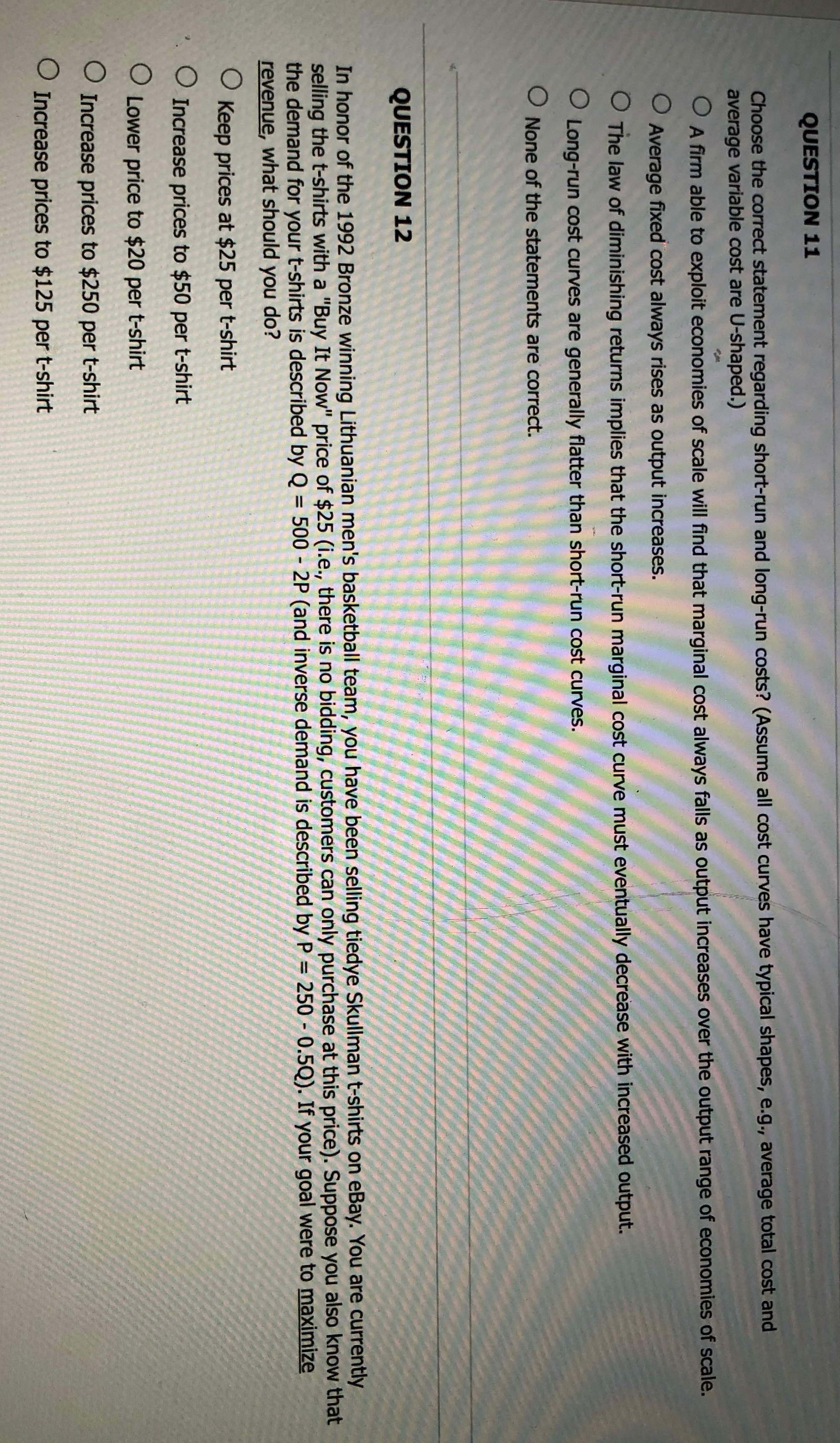 QUESTION 11 Choose the correct statement regarding short-run and long-run costs?