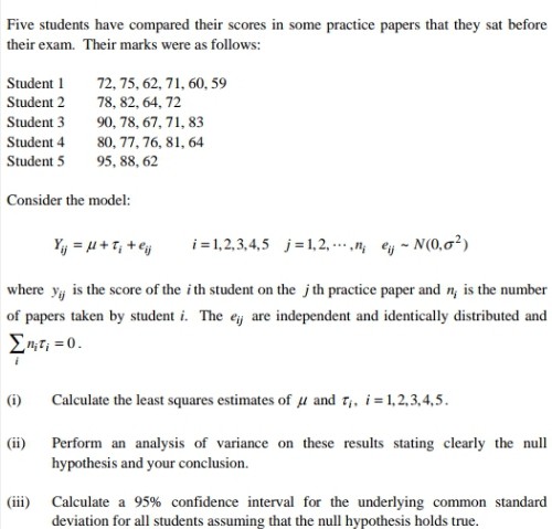 Help in solving the following questions. Five students have compared their scores