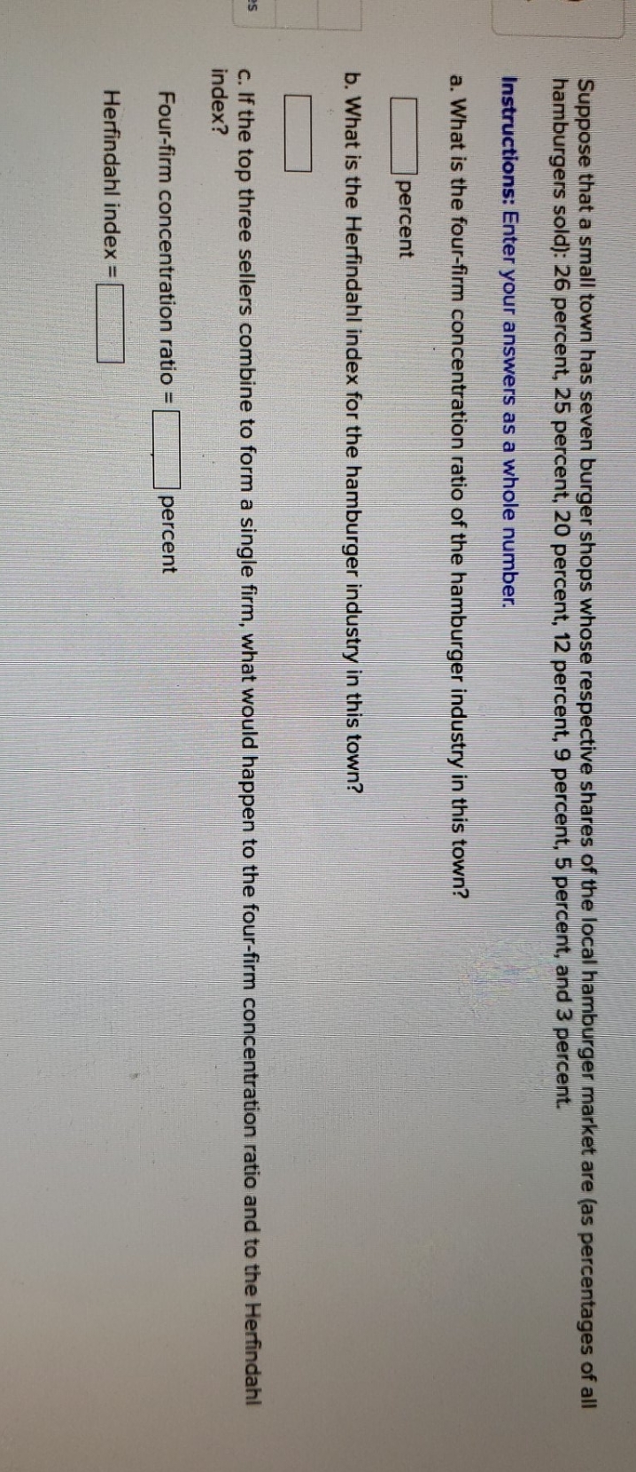 chapter 13 H.w Suppose that a small town has seven burger shops