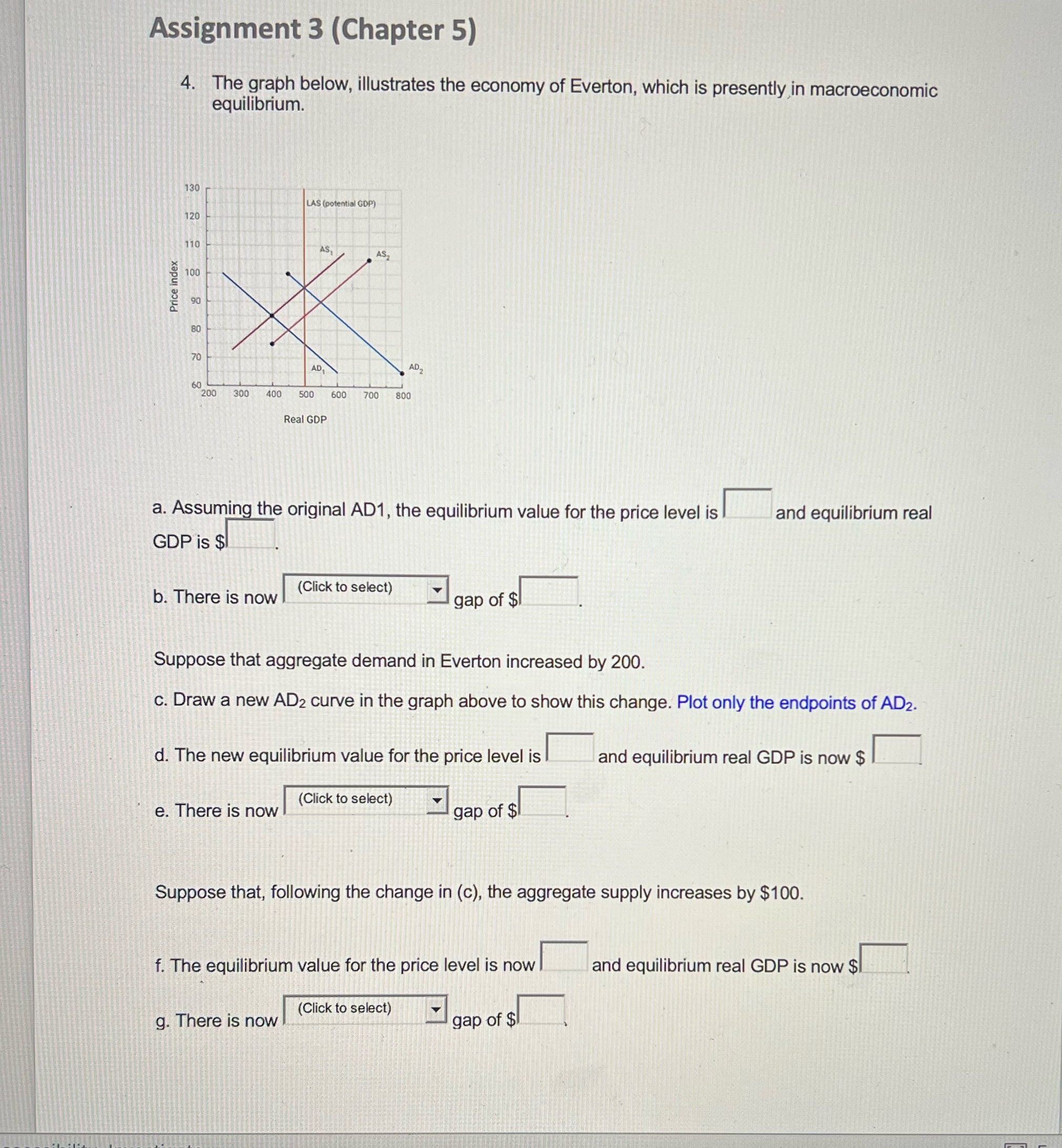  Assignment 3 (Chapter 5) 4. The graph below, illustrates the economy