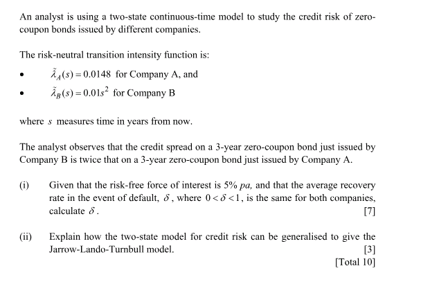 that a bond defaults: No default, N Default, D 5+201-72 where A