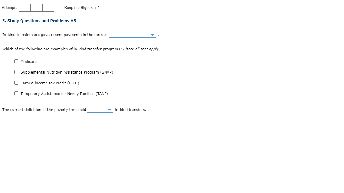 WILL NOT #5 DROP DOWN ANSWER OPTIONS FIRST QUESTION: GOODS AND SERVICES