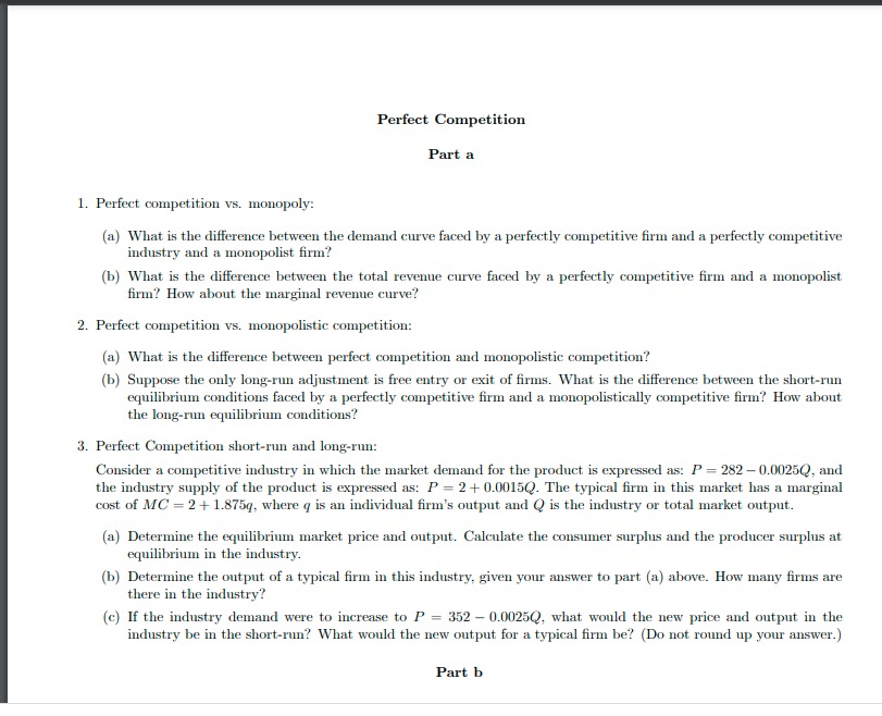 a. Use the total differential to nd the total derivative dTR/dQ, given