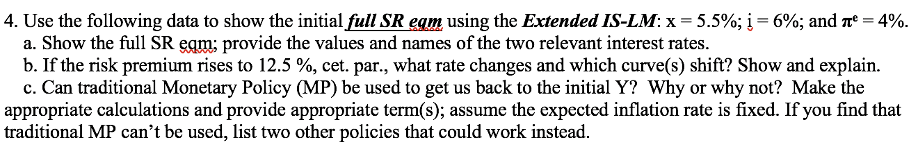 4. Use the following data to show the initial [all SR