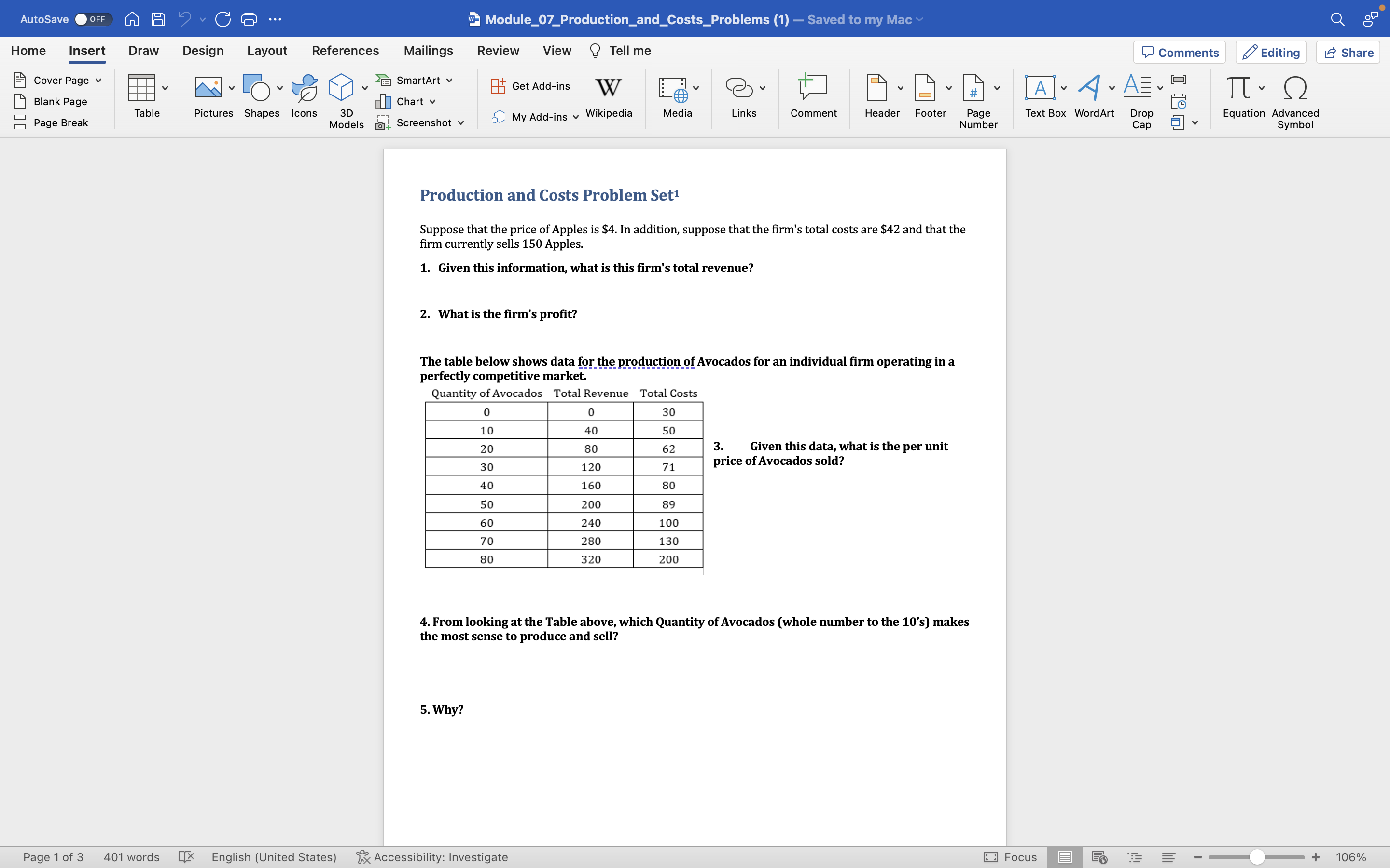 AutoSave OFF 9. G G ... w- Module_07_Production_and_Costs_Problems (1) - Saved