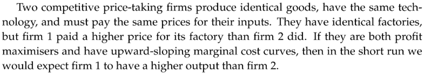 Two competitive price-taking firms produce identical goods, have the same tech-