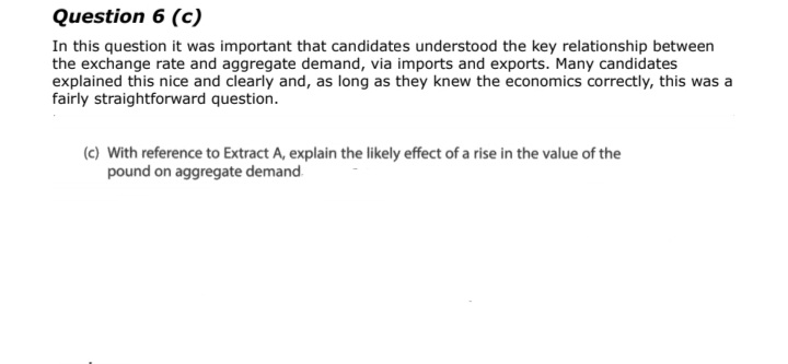 Questions Question 6 (c) In this question it was important that candidates