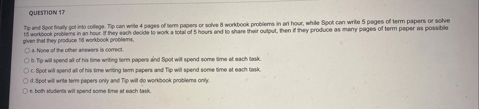 Hi, can u help me with this question please? QUESTION 17 Tip