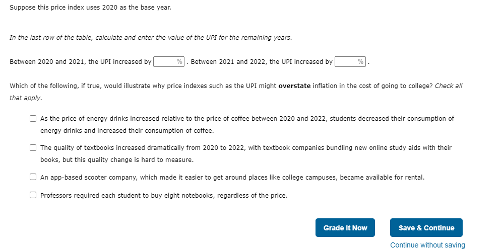 price index, the Undergraduate Price Index (UPI), created to represent the annual