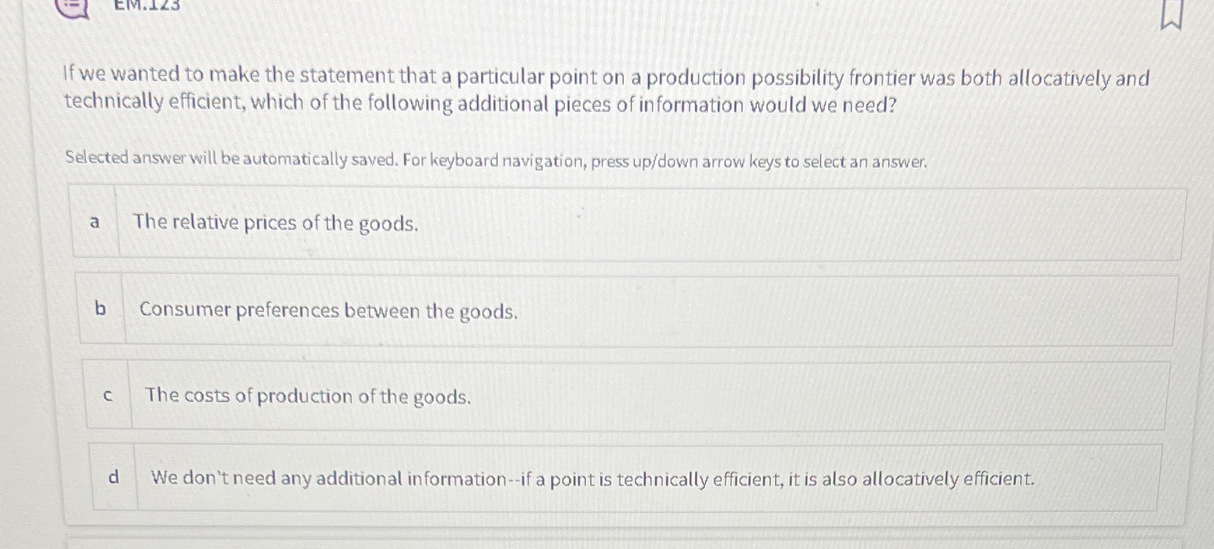 EM.123 If we wanted to make the statement that a particular