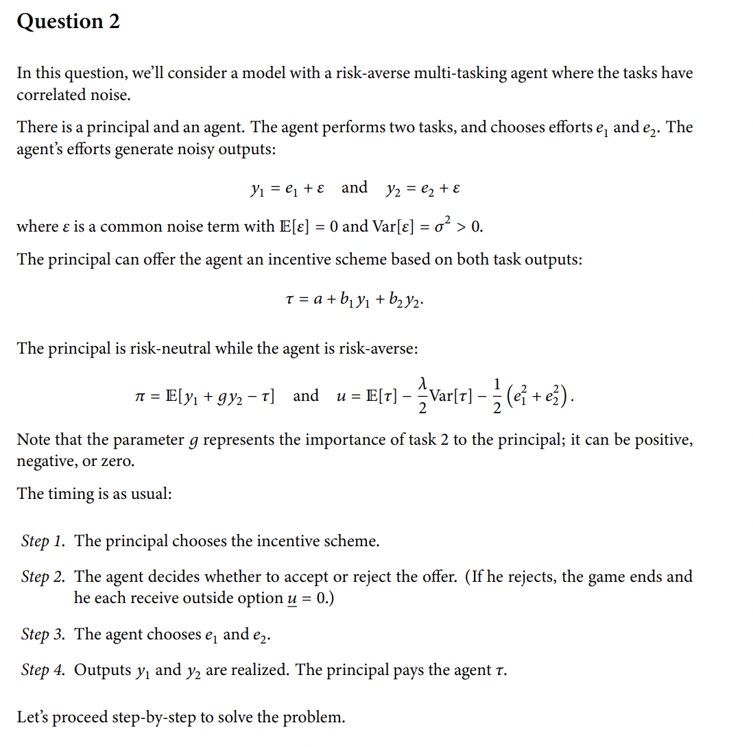 Question 2 In this question, we'll consider a model with a