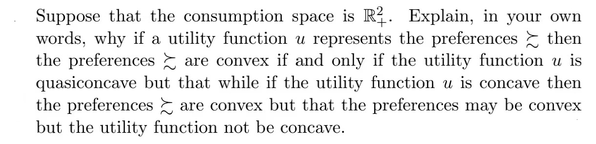 please answer the question Suppose that the consumption space is R1. Explain,