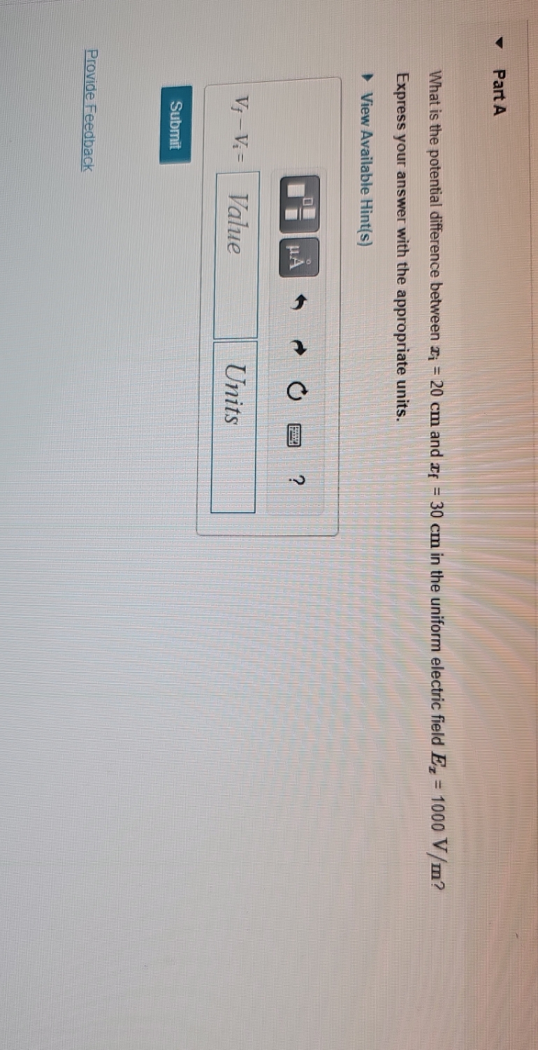 Part A What is the potential difference between r; = 20
