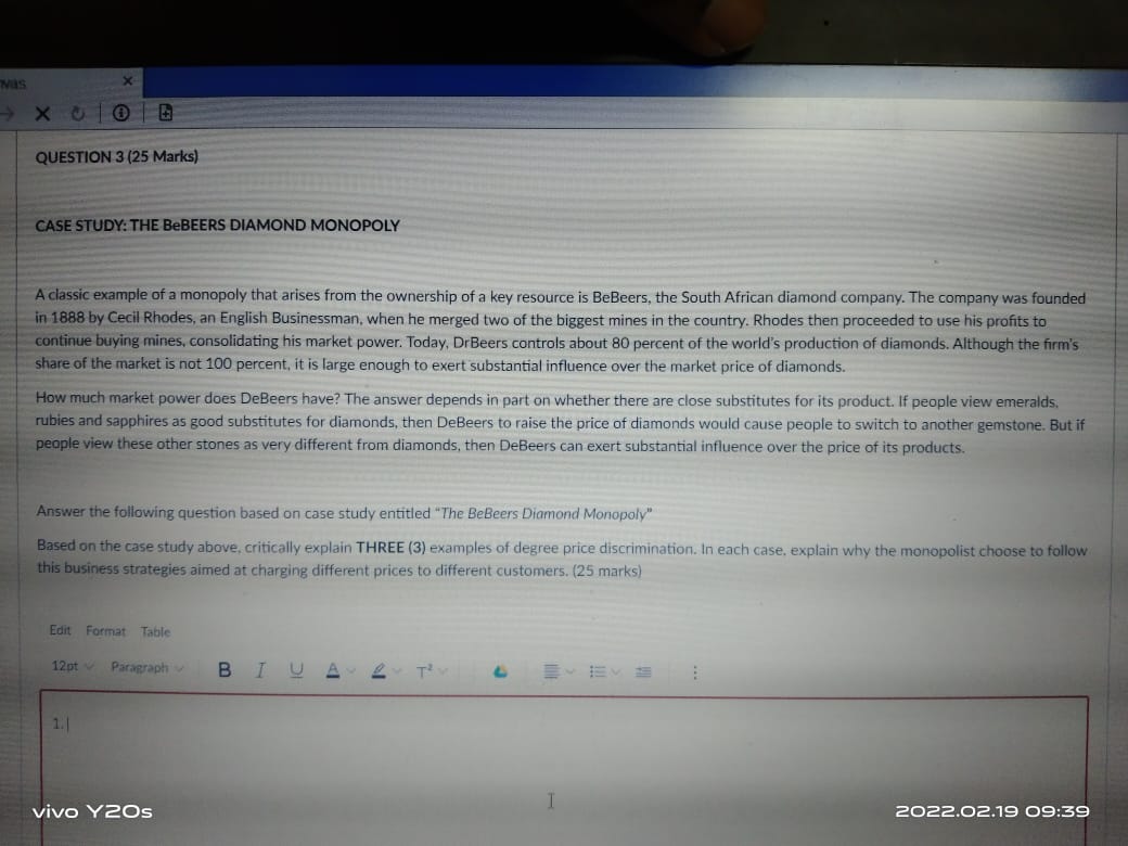 Dear Tutor,please help: Was X QUESTION 3 (25 Marks) CASE STUDY: THE