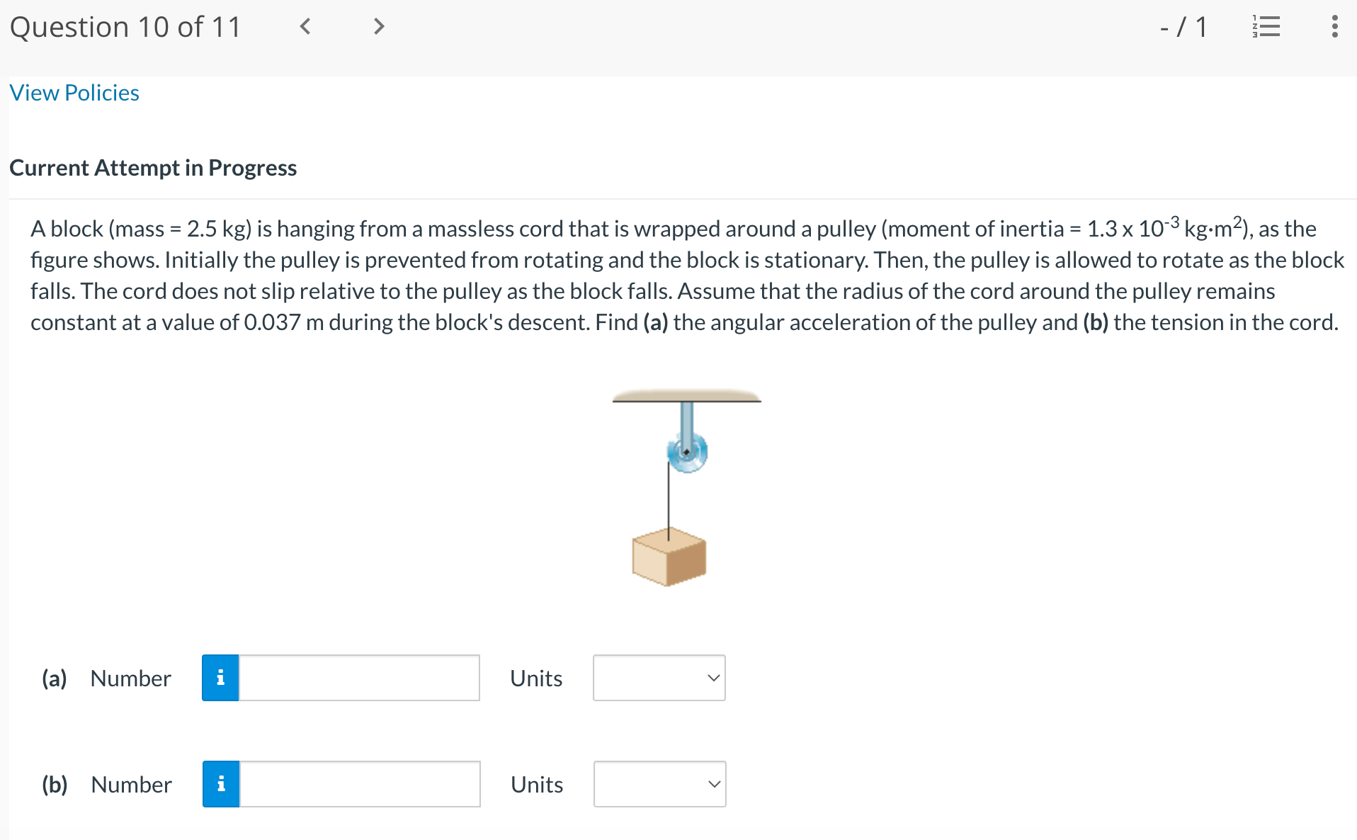 Policies Current Attempt in Progress The drawing shows three objects rotating about