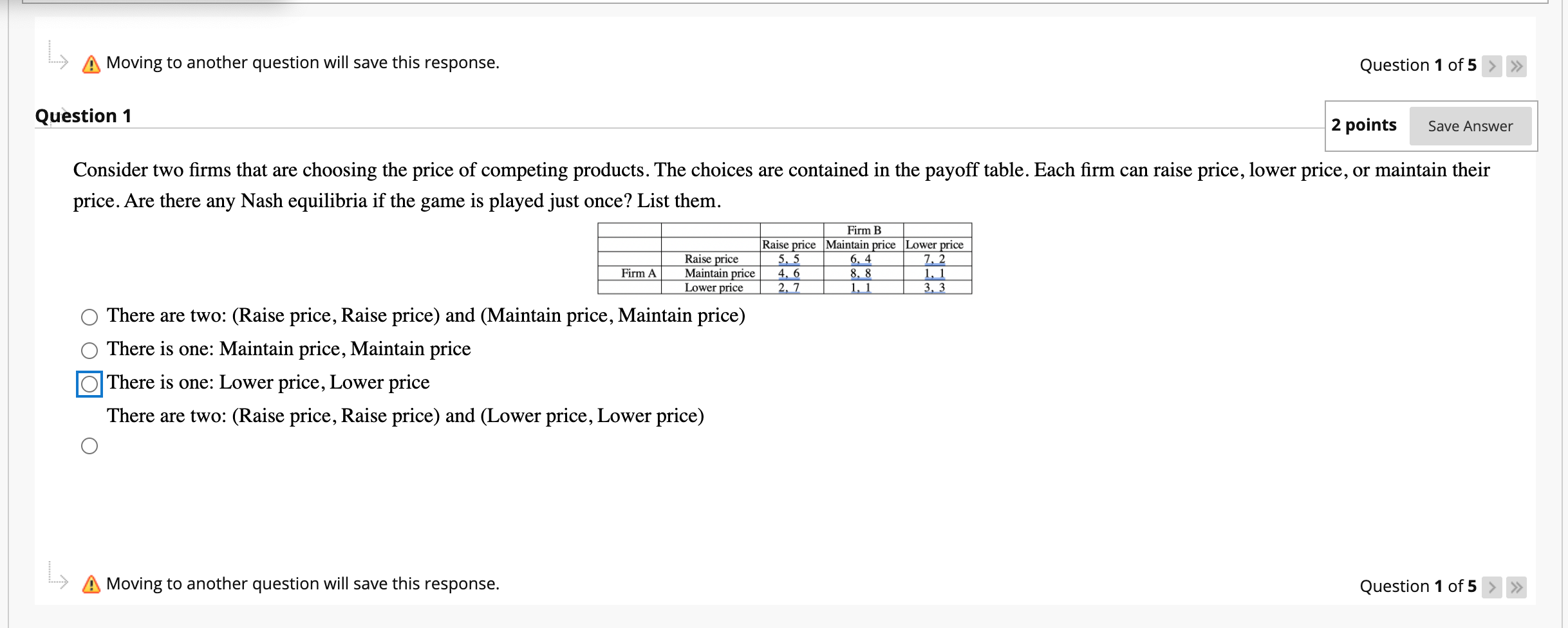 I need help with this microeconomics question > A Moving to another