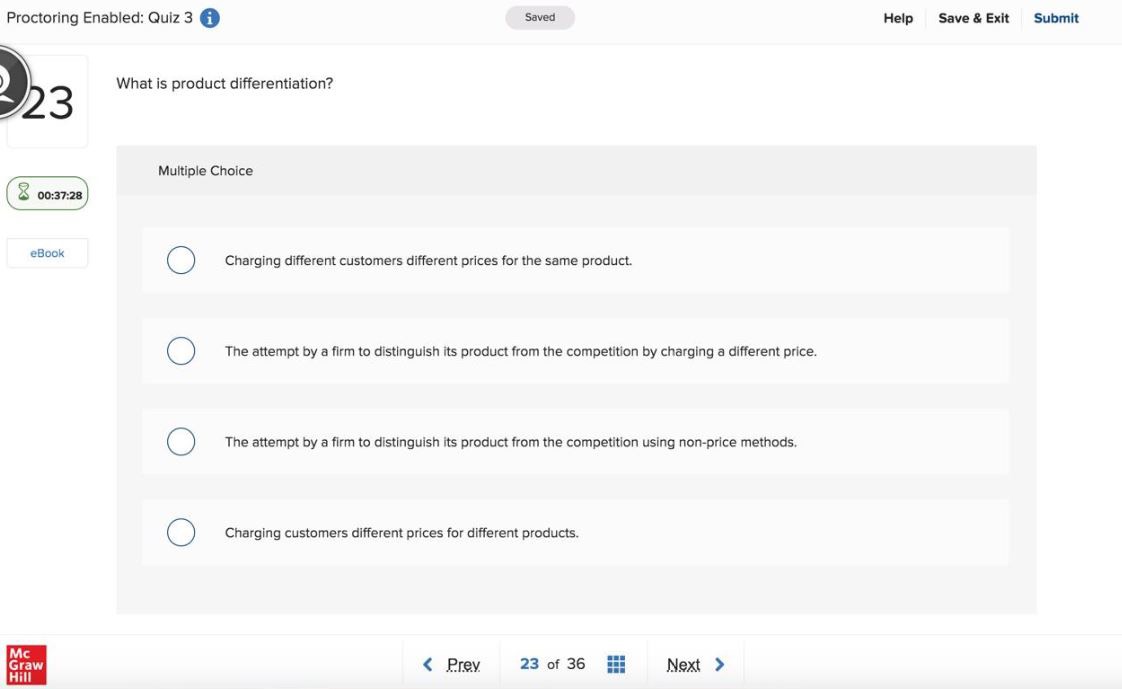 which answer is correct, find the answer for each question 1-5 Proctoring
