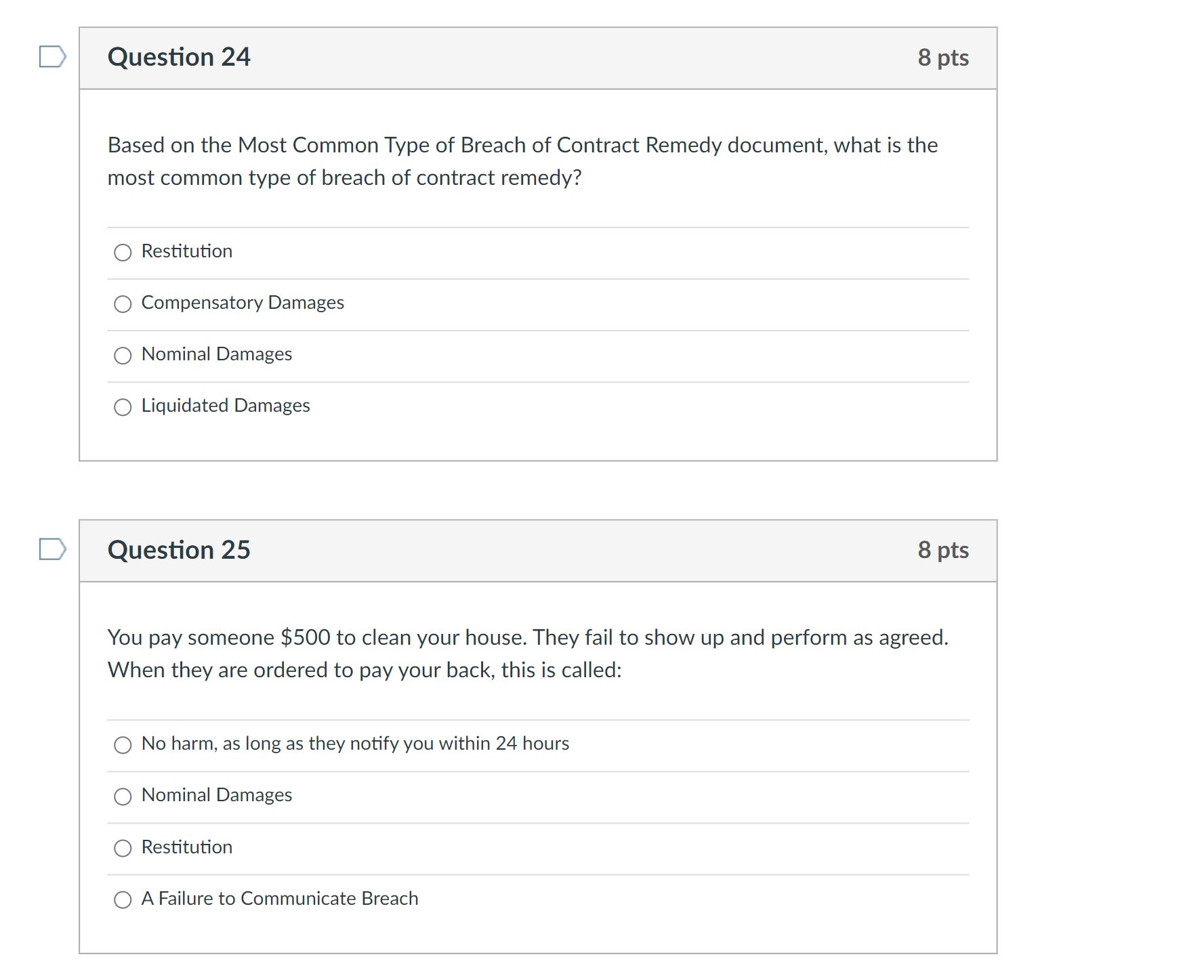 Question 20 8 pts Unintentional O True O False Question 21 8