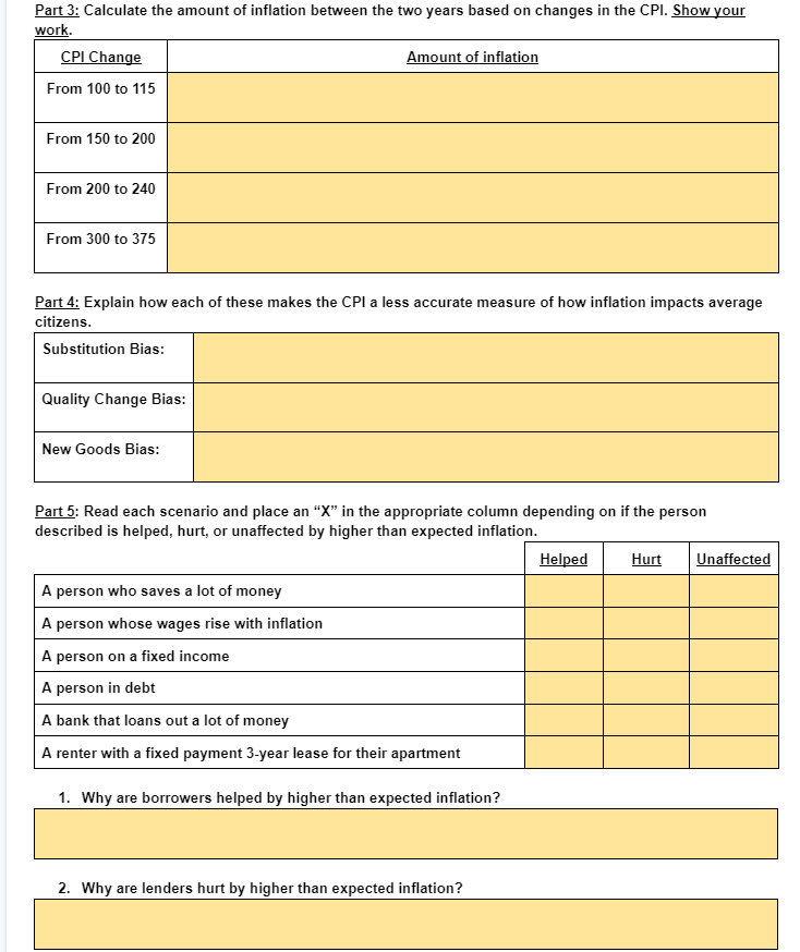 deflator? Part 2: The table below shows the quantities of goods and