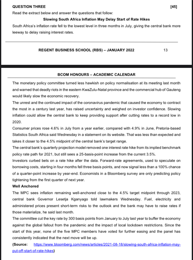 Please read the extract and answer in context of it QUESTION THREE