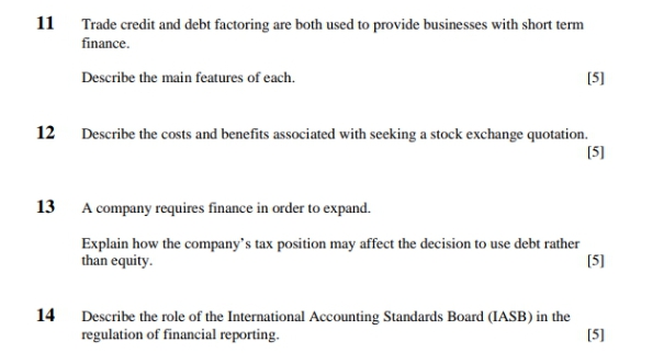 Questions: Answer these questions effectively explaining each part. 11 Trade credit and
