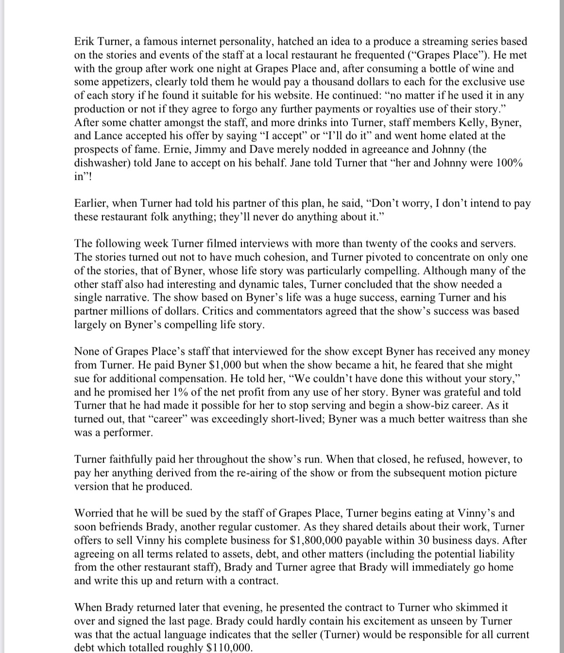 Lost as to what the issues that relate to contract are Erik