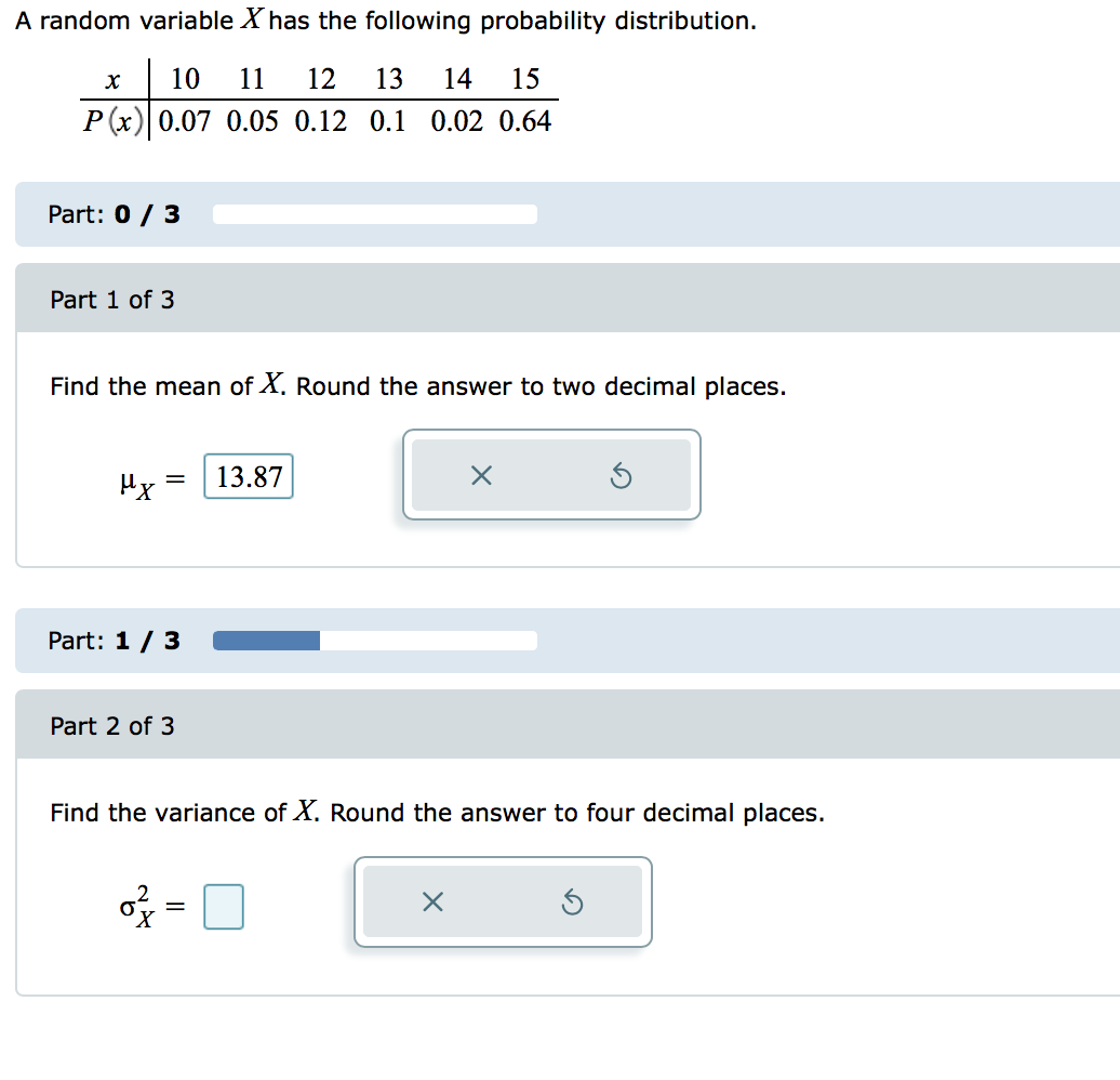  A random variable X has the following probability distribution. x 101112131415