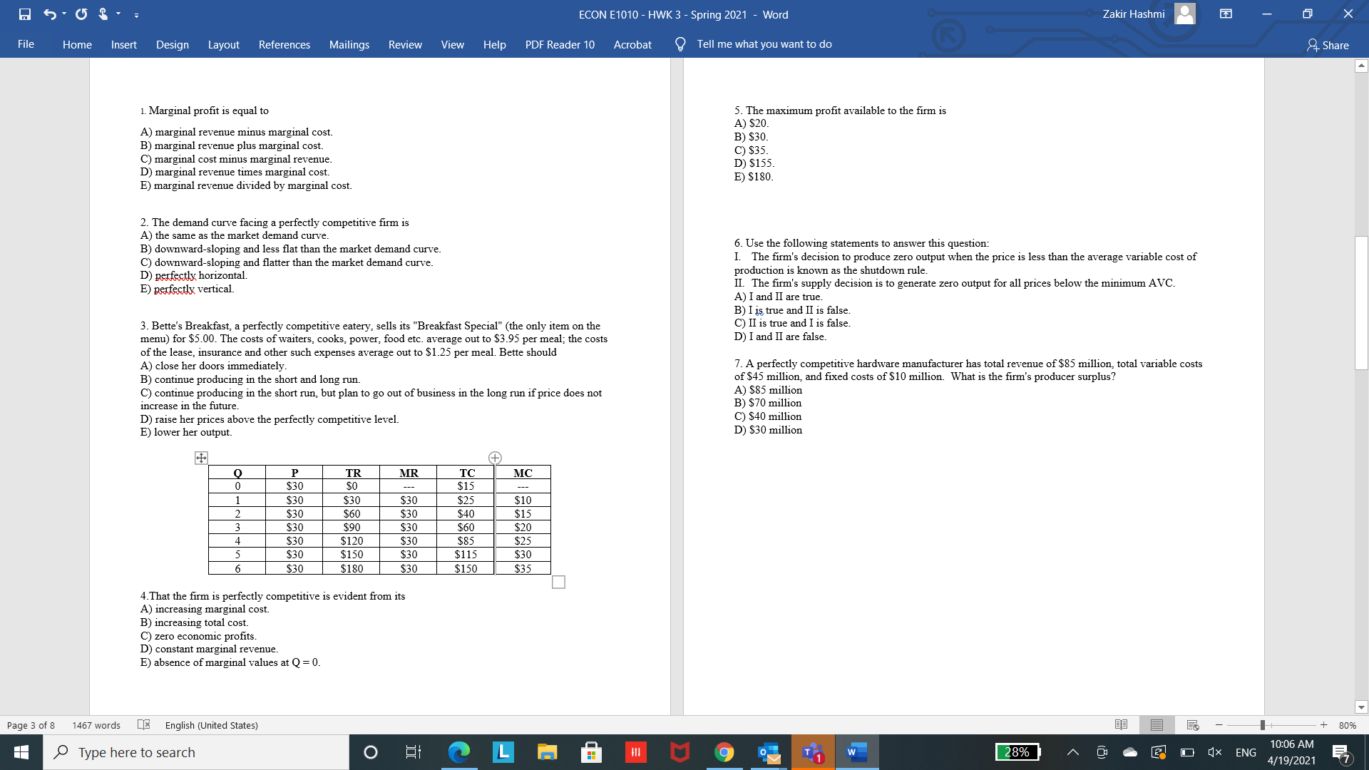  ECON E1010 - HWK 3 - Spring 2021 - Word Zakir