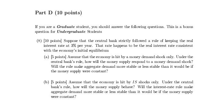 the following model of the closed economy in the short run, with