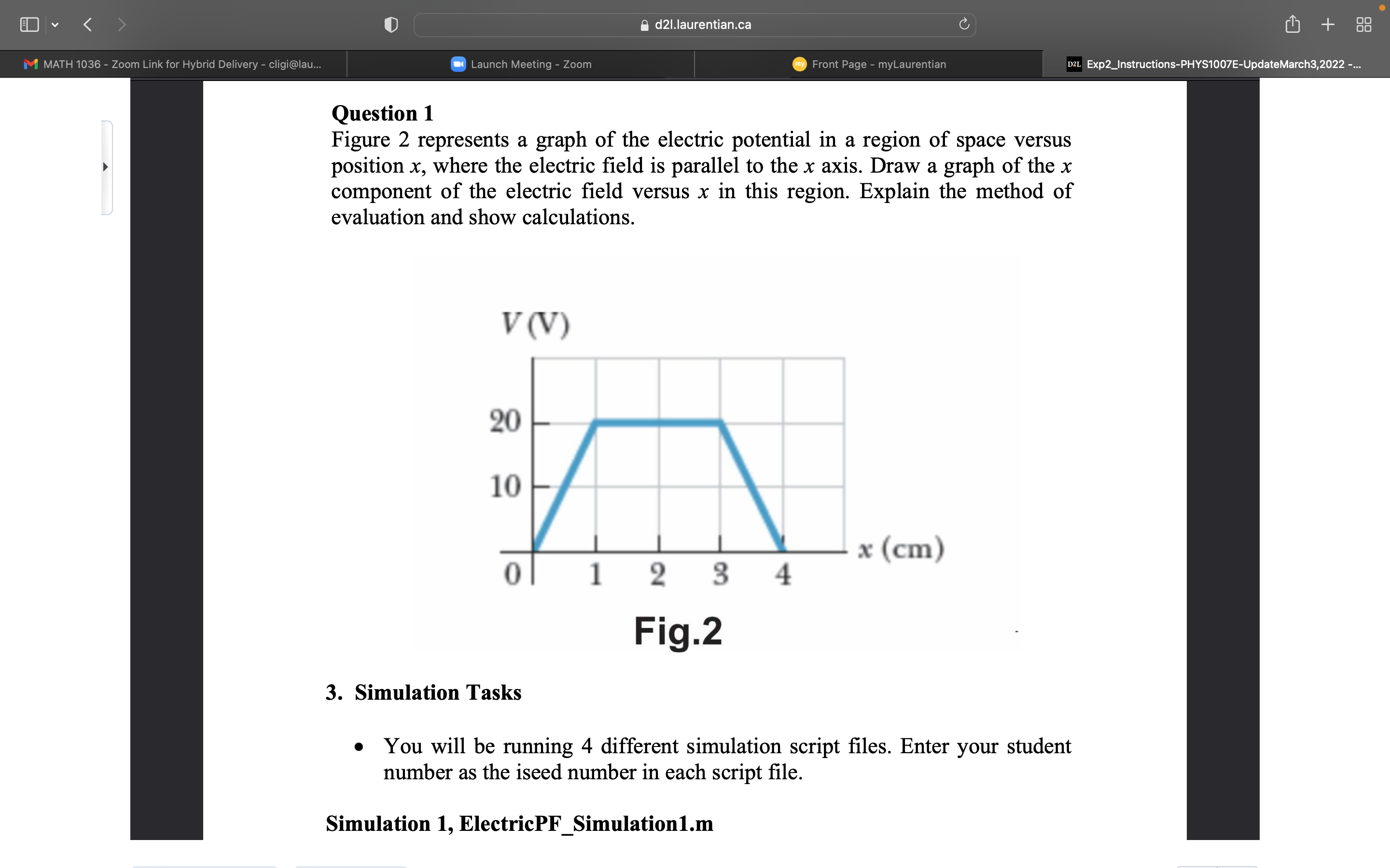 electric potential with superimposed electric field lines for four different cases. 2.