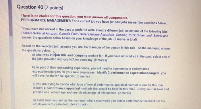  Question 40 (7 points) There is no choice for this question,