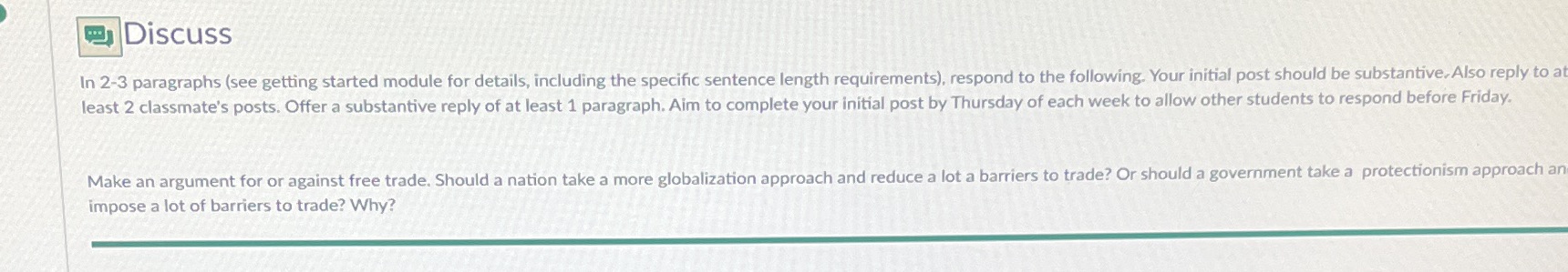 A required 1 6 sentence reply to the question. Discuss In 2-3