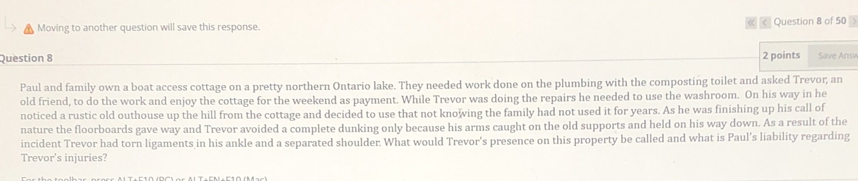 Moving to another question will save this response. Question 8 < Question