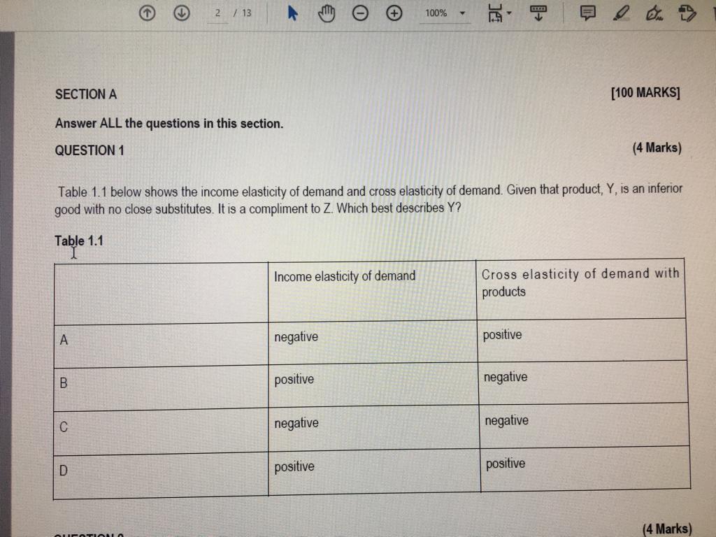 2 / 13 100% SECTION A Answer A1 1 the questions in