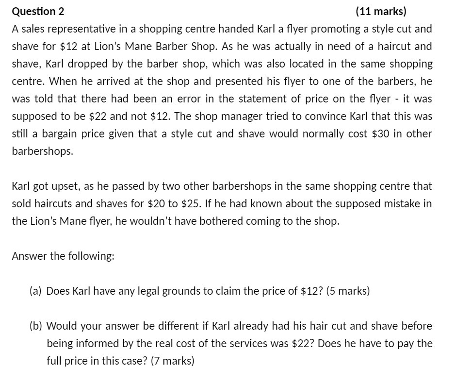  Question 2 (11 marks) A sales representative in a shopping centre