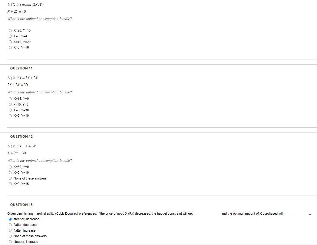 QUESTION 32 U(XY)=3X+2Y 4X+4Y=80 What is the slope of the Engel curve