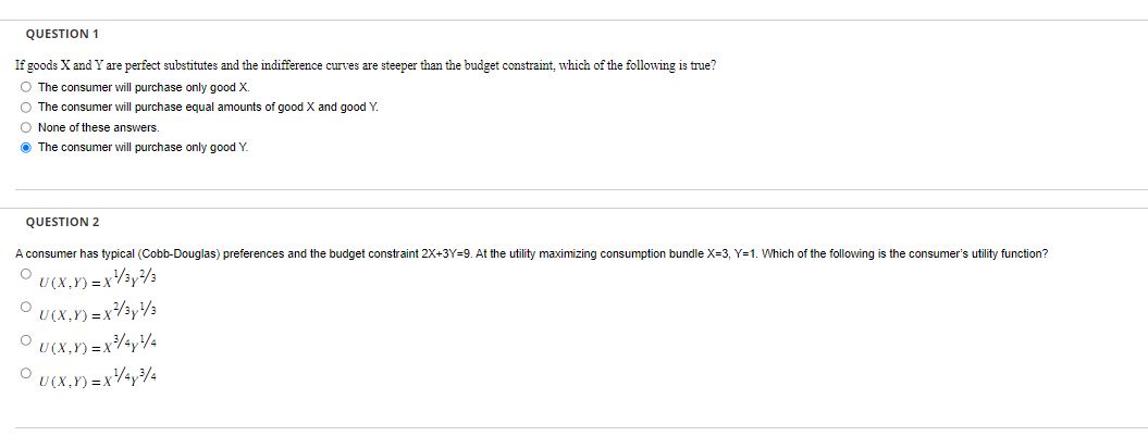 Engel curve for the good that is consumed? 0 2 O None