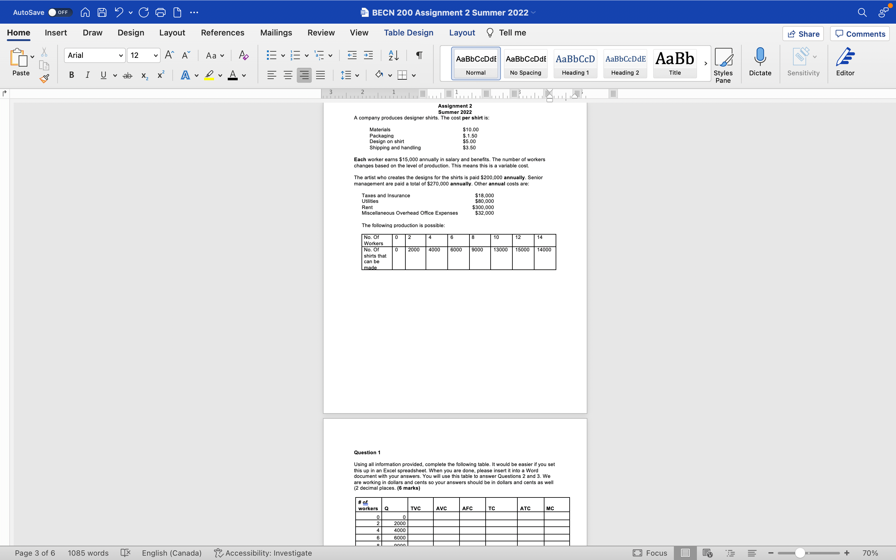 AutoSave OFF AH ? C GO ... w- BECN 200 Assignment