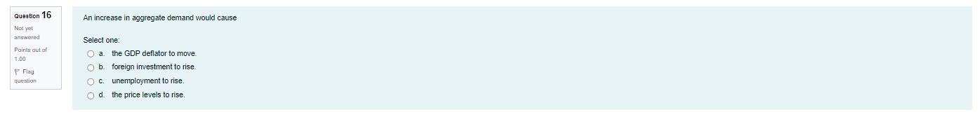 Select one: Points out of 1.00 O a. leftward shift in the