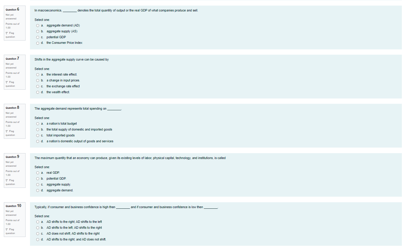 O d. rightward shift in the short run AS curve. Question 3