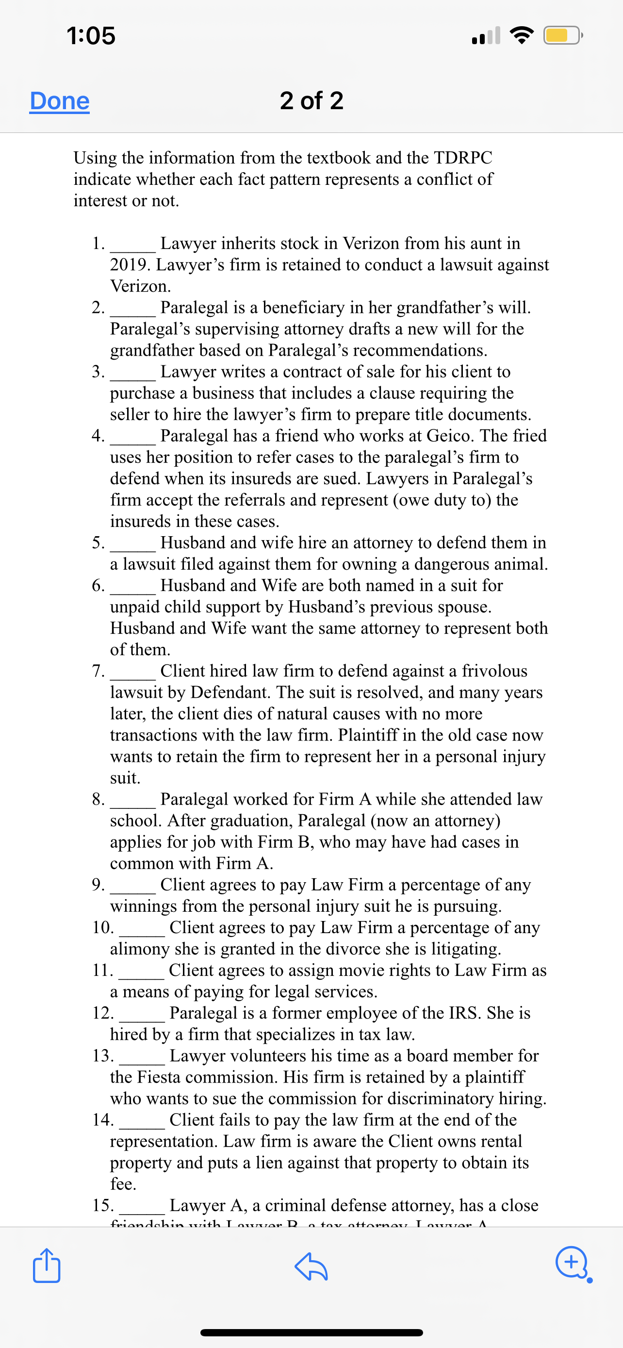  1:05 II '9\" ' Done 20f2 Using the information from the