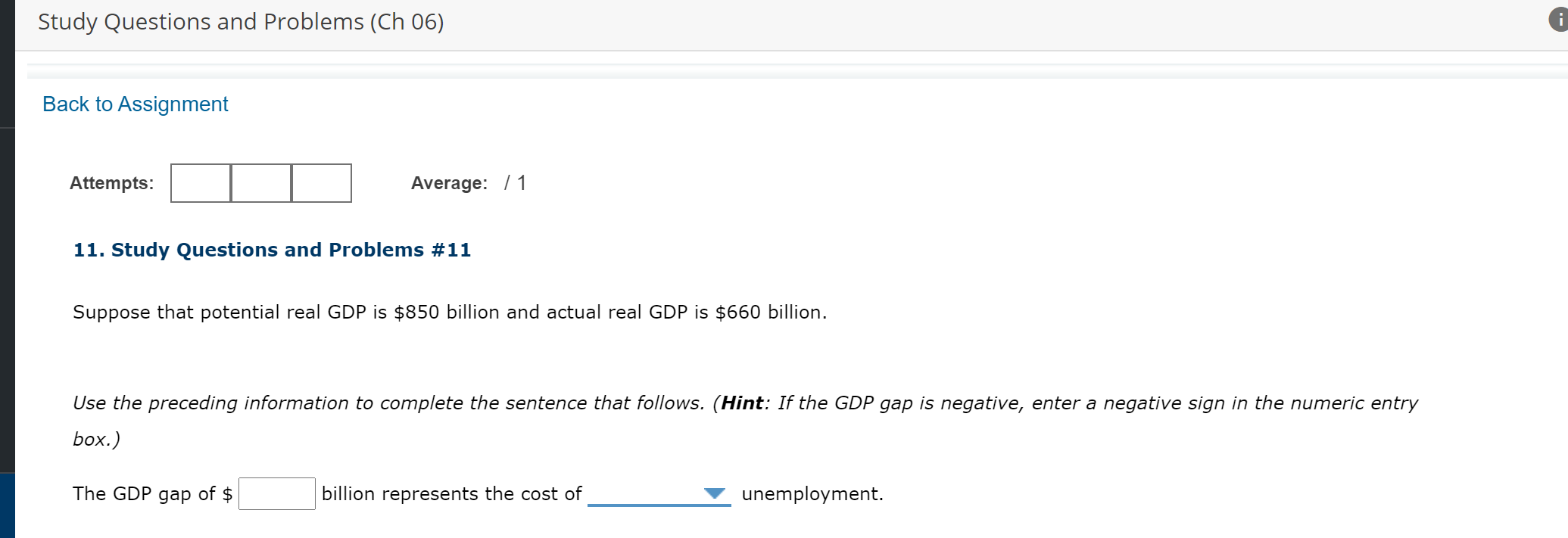 ------------ Study Questions and Problems (Ch 06) Back to Assignment Attempts: |:|:|:|