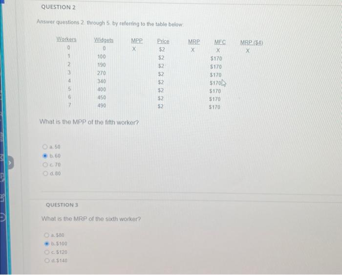  QUESTION 2 Answer questions 2 through 5 by referring to the