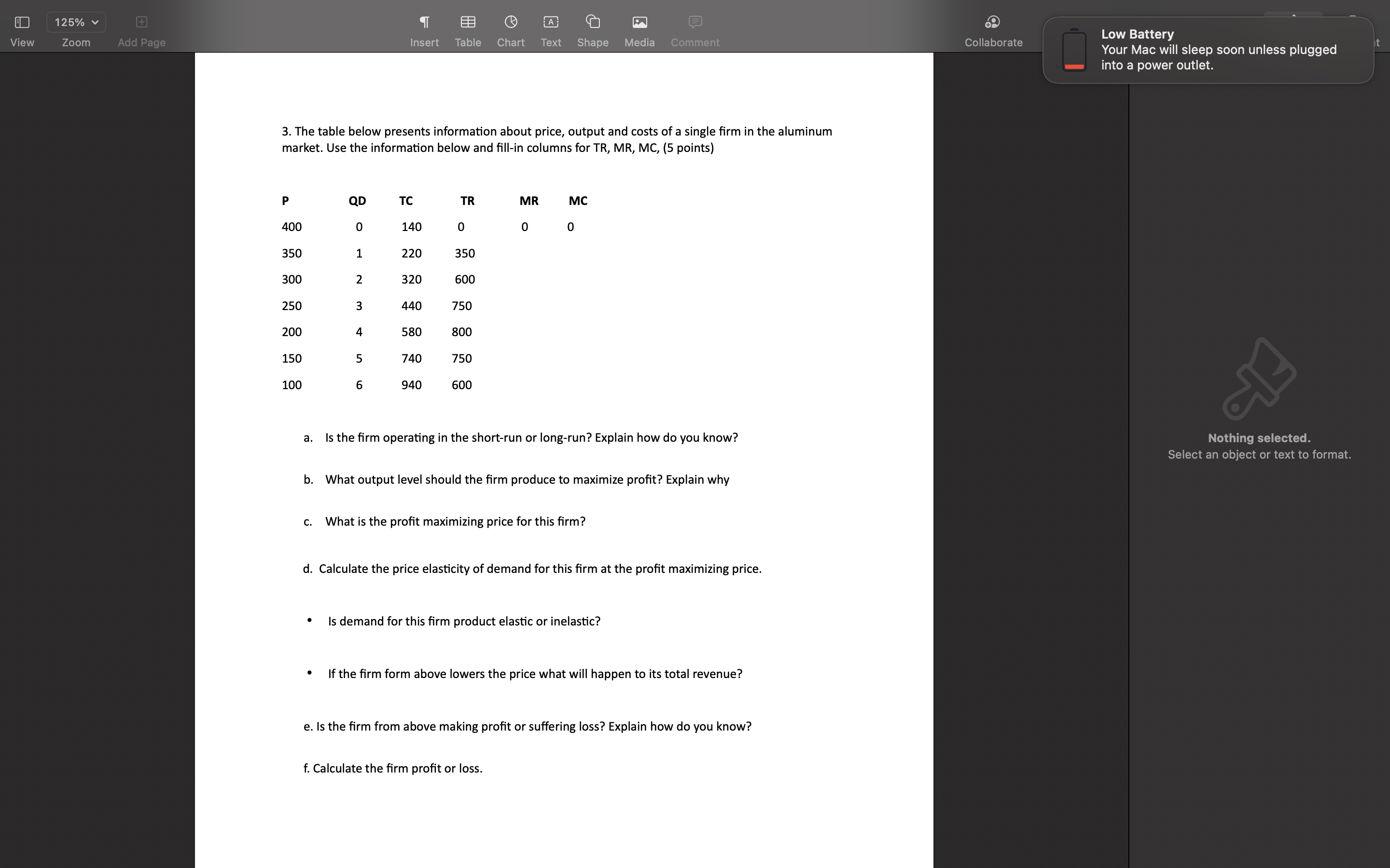 question 3 Low Battery Your Mac will sleep soon unless plugged into