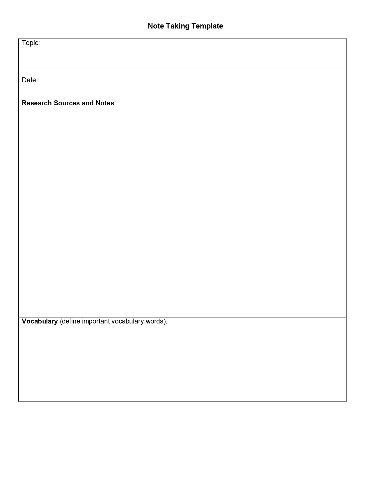 Click inside the text box in each box to type, or print