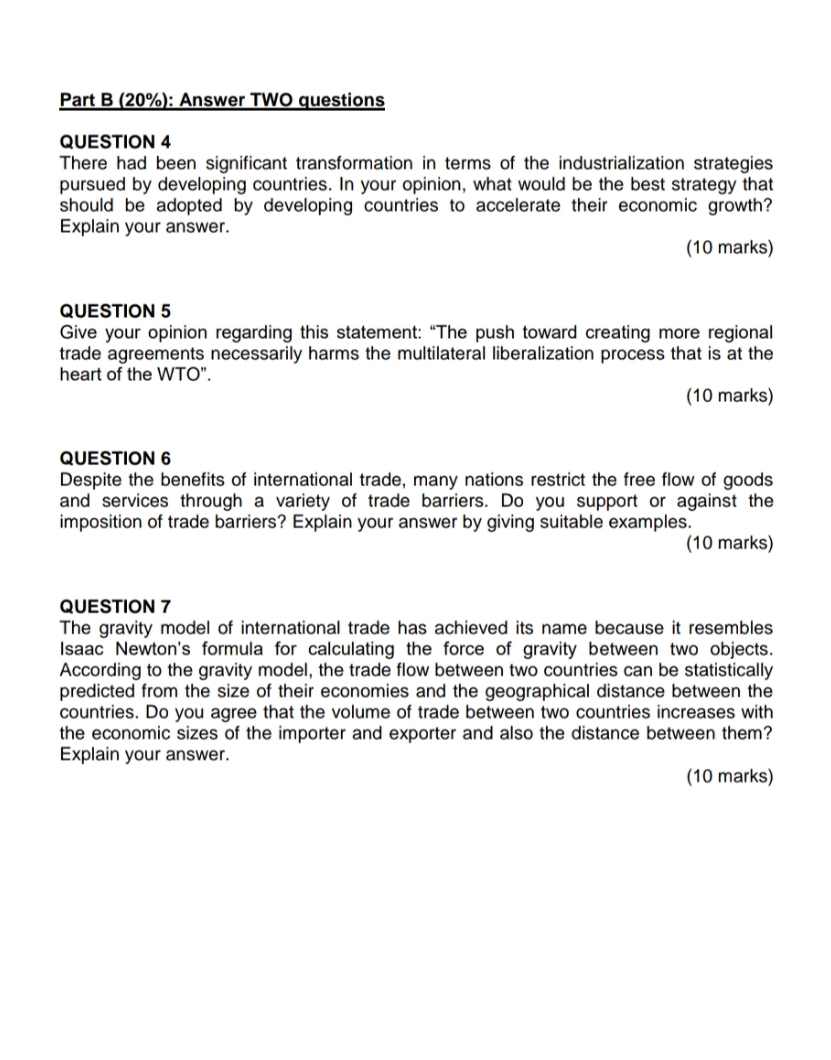 pls choose 2 questions answer Part B (20%): Answer TWO questions QUESTION