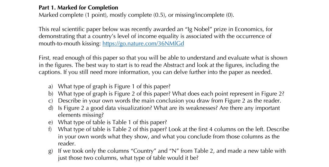  Part 1. Marked for Completion Marked complete {1 point), mostly complete
